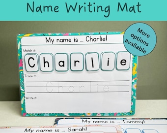 Name Writing Mat, Pen Control, Name Match, preschool Activity, Personalised Name Activity, writing practice - Theme :Dinosaur, Space, Boho