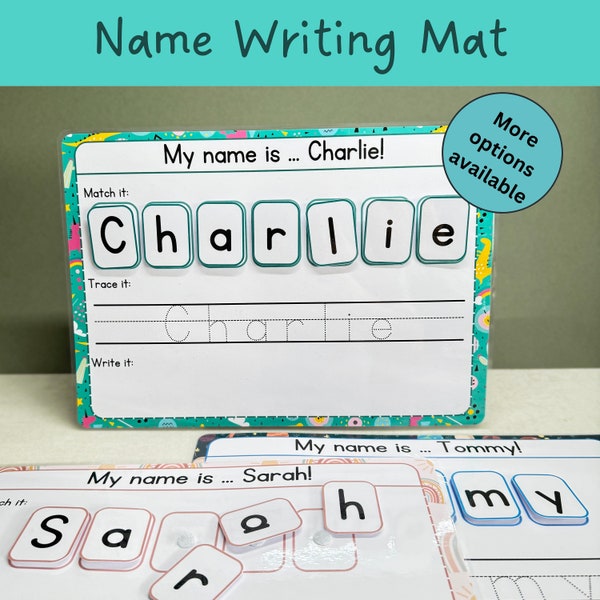 Name Writing Mat, Pen Control, Name Match, preschool Activity, Personalised Name Activity, writing practice - Theme :Dinosaur, Space, Boho
