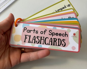 Parts of Speech Flashcards,English grammar exercises, grammar, educational resources, teaching aid,