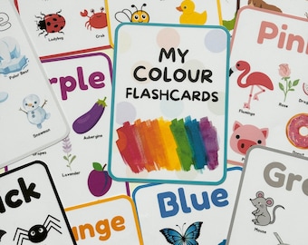 Tarjetas de colores para aprender, recursos de aprendizaje para niños en edad preescolar, tarjetas con los colores del arcoíris, materiales educativos para la educación en casa.