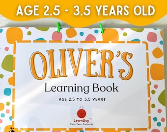 Libro de aprendizaje de 2 a 4 años, personalizado, libro de actividades, libro tranquilo para niños pequeños, carpeta de aprendizaje, carpeta de actividades, carpeta educativa