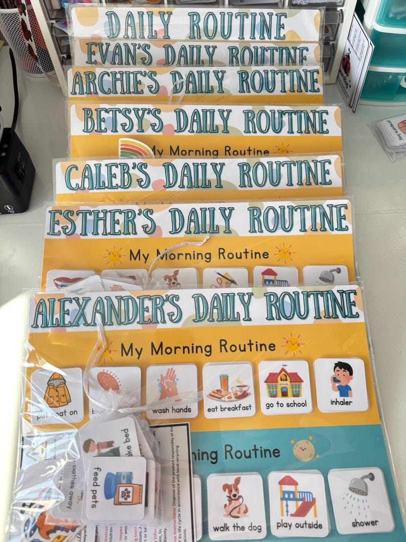Daily Routine chart, children's routine board, morning and evening chore chart for kids, routine mat, personalised habit tracker image 6