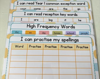 Paquete de tapetes de actividades para niños, tapete de aprendizaje temprano / Números, fonética, alta frecuencia y práctica de ortografía / Hojas de trabajo plastificadas reutilizables