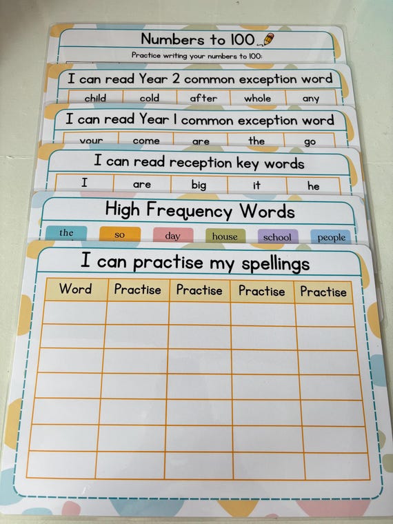 Children’s Activity Mat Bundle, Early Learning Mat | Numbers, Phonics, High Frequency & Spelling Practice | Reusable Laminated Worksheets