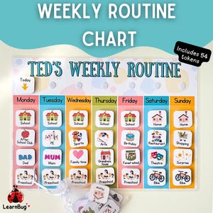 Weekly Routine chart, children's routine board, Monday to Sunday chore chart for kids, routine mat, personalised habit tracker