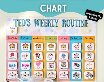 Tabla de rutina semanal, tablero de rutinas para niños, tabla de tareas de lunes a domingo para niños, tapete de rutina, rastreador de hábitos personalizado