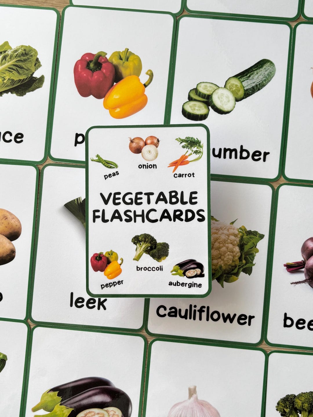Vegetable Flashcards for Kids, Montessori Cards, Toddler English ...