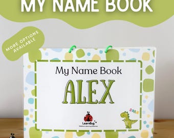 Libro personalizado con mi nombre, actividades de aprendizaje, trazado de nombres, alfabeto, cumpleaños, números, práctica de escritura a mano con control de lápiz, libro educativo