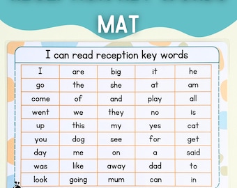 Tapete de aprendizaje de palabras clave para recepción, palabras de excepción comunes, preparación para el inicio de clases, palabras de alta frecuencia, recursos de alfabetización para el EYFS, fonética