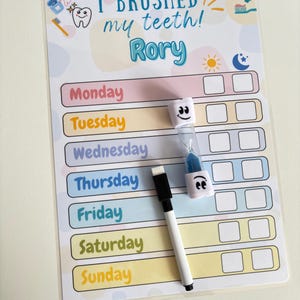 Tooth Brushing Chart, Fun Dental Hygiene Tracker - Teeth Cleaning Reward System - Brush Chart for Children - Dental Care Schedule