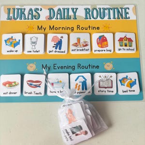 Daily Routine chart, children's routine board, morning and evening chore chart for kids, routine mat, personalised habit tracker image 7