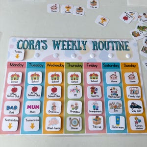 Weekly Routine chart, children's routine board, Monday to Sunday chore chart for kids, routine mat, personalised habit tracker afbeelding 9