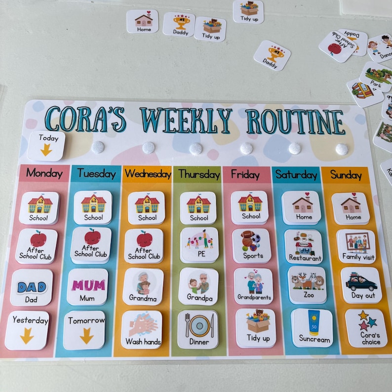 Weekly Routine chart, children's routine board, Monday to Sunday chore chart for kids, routine mat, personalised habit tracker afbeelding 9