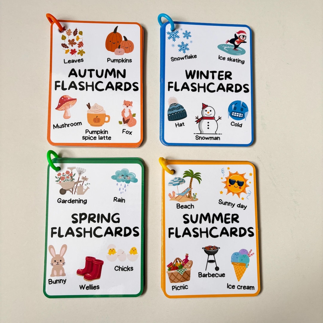 Seasons Flashcards, FOUR SEASONS Vocabulary, Winter, Spring, Summer ...