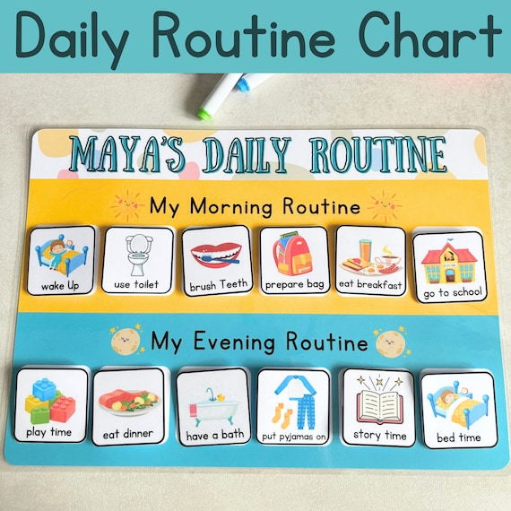 Daily Routine chart, children's routine board, morning and evening chore chart for kids, routine mat, personalised habit tracker