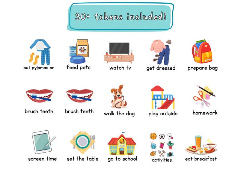 Daily Routine Chart, Children's Routine Board, Morning and Evening ...