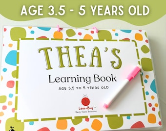 Libro de aprendizaje de 3 a 5 años personalizado, libro de actividades, libro tranquilo, carpeta de aprendizaje, carpeta de actividades personalizada, carpeta educativa