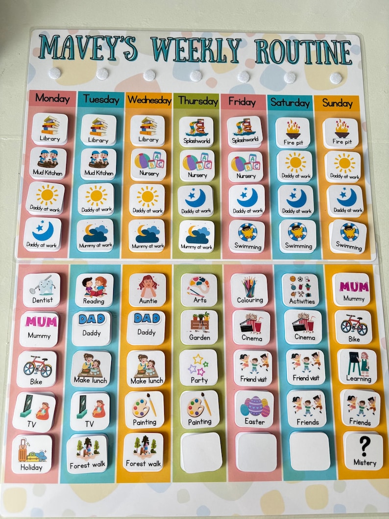 Weekly Routine chart, children's routine board, Monday to Sunday chore chart for kids, routine mat, personalised habit tracker afbeelding 10