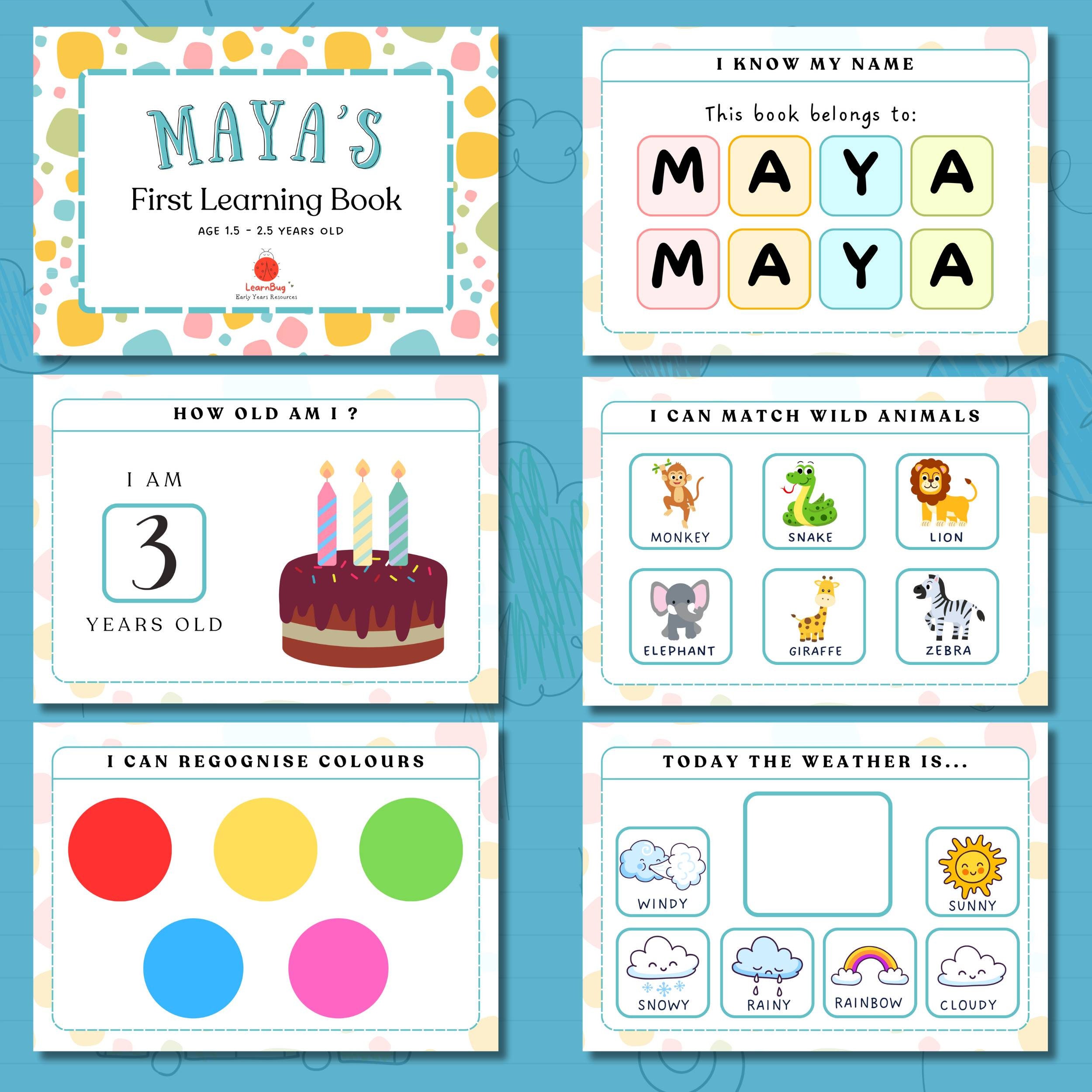 Personalised Learning File for 2 Years Old, Busy Book, Toddler Quiet ...