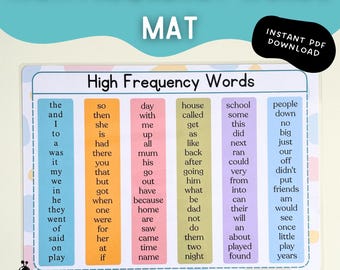 High Frequency Words Mat PDF | Tricky Words for KS1 | Sight Word Printable | Year 1 and Year 2 Literacy Resource | UK Spelling