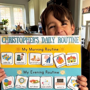 Daily Routine chart, children's routine board, morning and evening chore chart for kids, routine mat, personalised habit tracker image 11