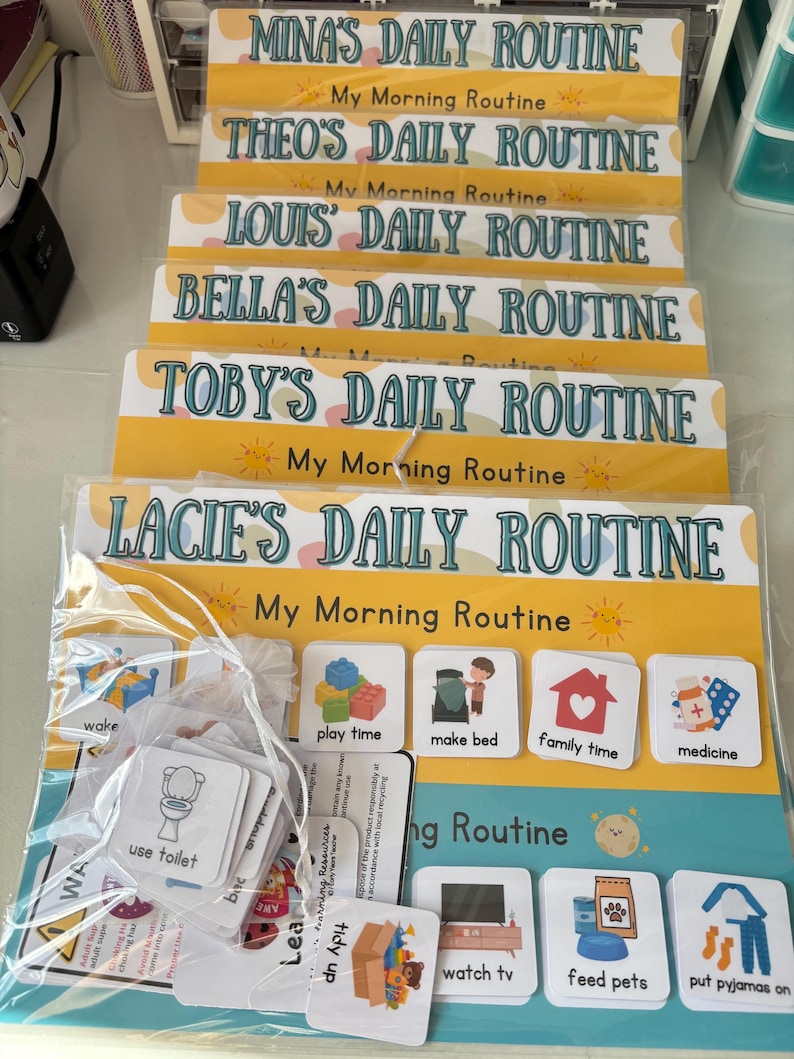 Daily Routine chart, children's routine board, morning and evening chore chart for kids, routine mat, personalised habit tracker image 8