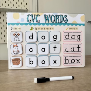 CVC Words Board | Phonics Learning Chart | CVC cards | Early Reading Activity | Preschool Literacy | EYFS Resource | Homeschool