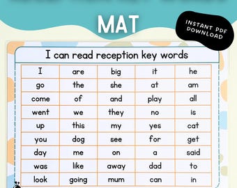 Tapete de palabras clave para recepción (imprimible), palabras de excepción comunes, preparación para el inicio de clases, palabras de alta frecuencia, recursos de alfabetización, digital