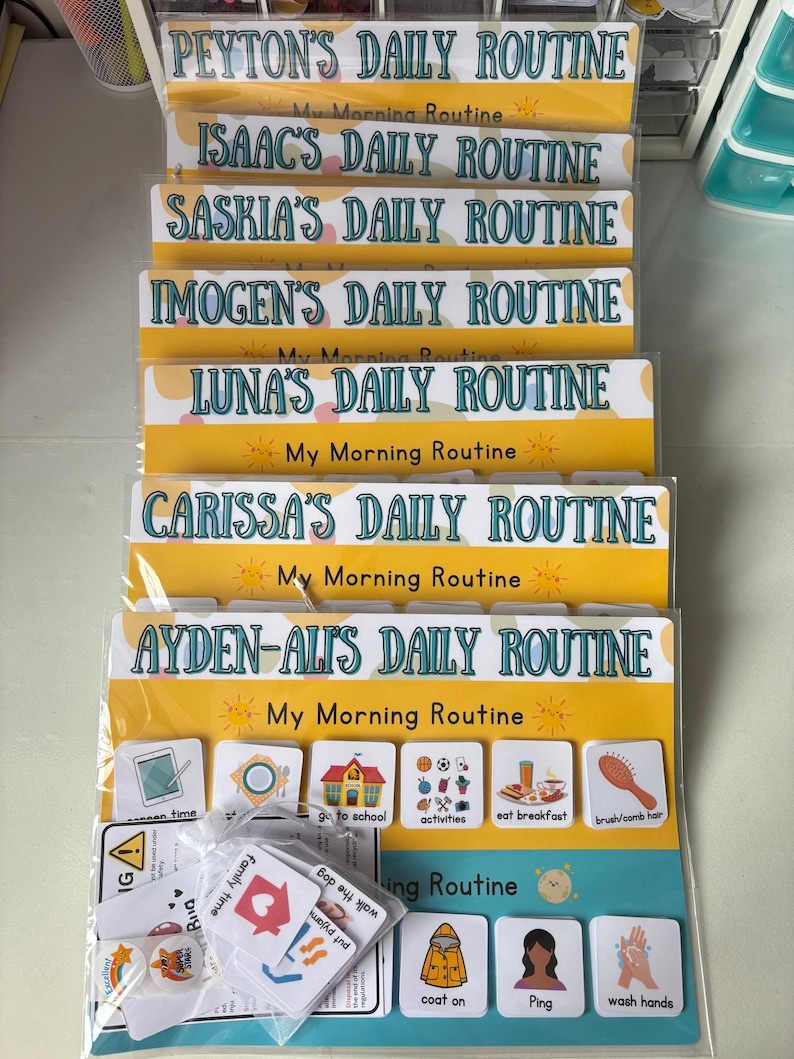 Daily Routine chart, children's routine board, morning and evening chore chart for kids, routine mat, personalised habit tracker image 10