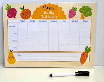 Planificador de comidas personalizado para niños, tabla de destete, tablero de menú semanal saludable, registro de rutinas para niños pequeños, plan de comidas Montessori, almuerzo y cena.