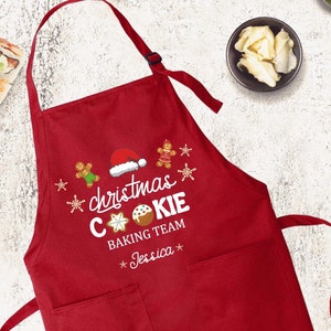 Christmas Kitchen Apron,Personalized Cookie Making Crew Apron, Christmas cookie apron, Kitchen Gift Idea, Xmas Gift Apron