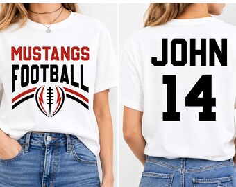 Custom Football Team Name & Number Shirt,High School Football Cheer Tee,Personalized Sports Mom T-Shirt,Custom Football Mascot Shirt