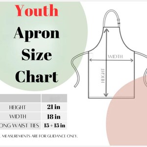 the apron size chart for the youth apron