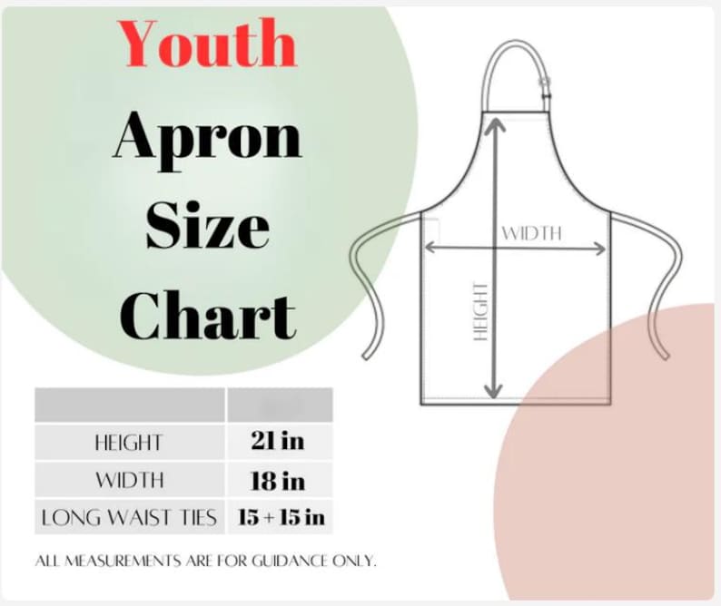 the apron size chart for the youth apron