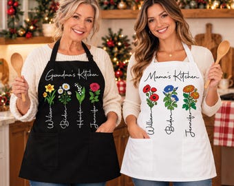 Mama's Grandma's Kitchen ApronBirth Mont Flower Nana's Garden Apron,Mama's Grandma's Kitchen Apron
