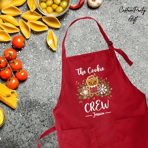 Personalized The Cookie Crew Apron, Funny Apron, Christmas Apron, Christmas Cookie Apron, Kitchen Gift Idea,Custom Name Apron, Cooking Gift