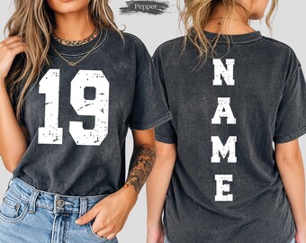 Comfort Colors® Custom Name & Number Team Tee ,Personalized Mascot Team T-Shirt,Custom Sport Tee