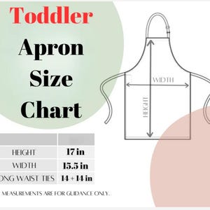 the apron size chart for toddler aprons