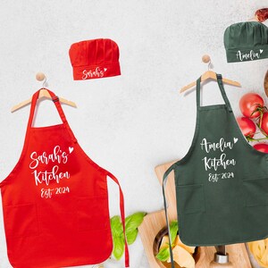 a couple of aprons that are on a table