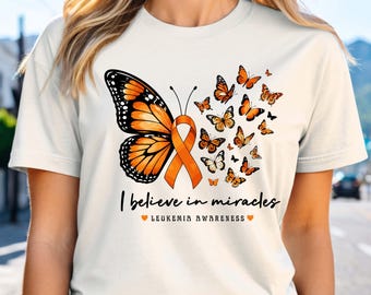 Leukemia Awareness Shirt, Orange Ribbon Cancer Support Tee, Leukemia Warrior Shirt, Cancer Awareness Gift, Support Team Shirt
