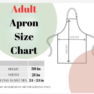 the apron size chart for the apron
