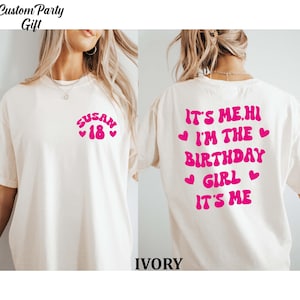 Personalized It&#39;s me Hi I&#39;m the Birthday Girl It&#39;s Me Shirt, Custom Birthday Name Age T-Shirt,It&#39;s me Hi Shirt, Personalized Birthday Shirt