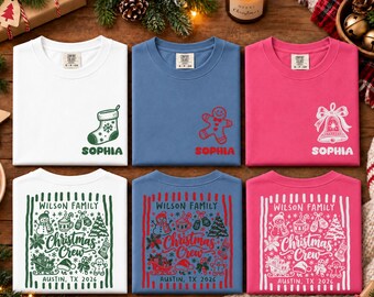 Comfort Colors®Custom Family Christmas Shirt, Personalized Name Christmas Tee,Matching Family T-Shirt