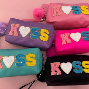 Nylon Pouch , Large Makeup Bag Chenille Patch, Bags for patches, Toiletry Bags, Summer Travel , Gift pouch