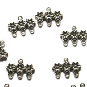 End bar findings, ASP pewter, 3 flowers, 20x7mm pkg of 10, S-604