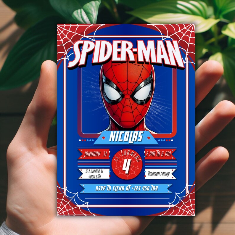 Spiderman Birthday Invitation / Superhero Party Invitation / Digital ...