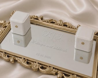 Personalised Mirror Wedding Tray | Custom Names & Date | Nikkah Decor | Muslim Wedding Keepsake