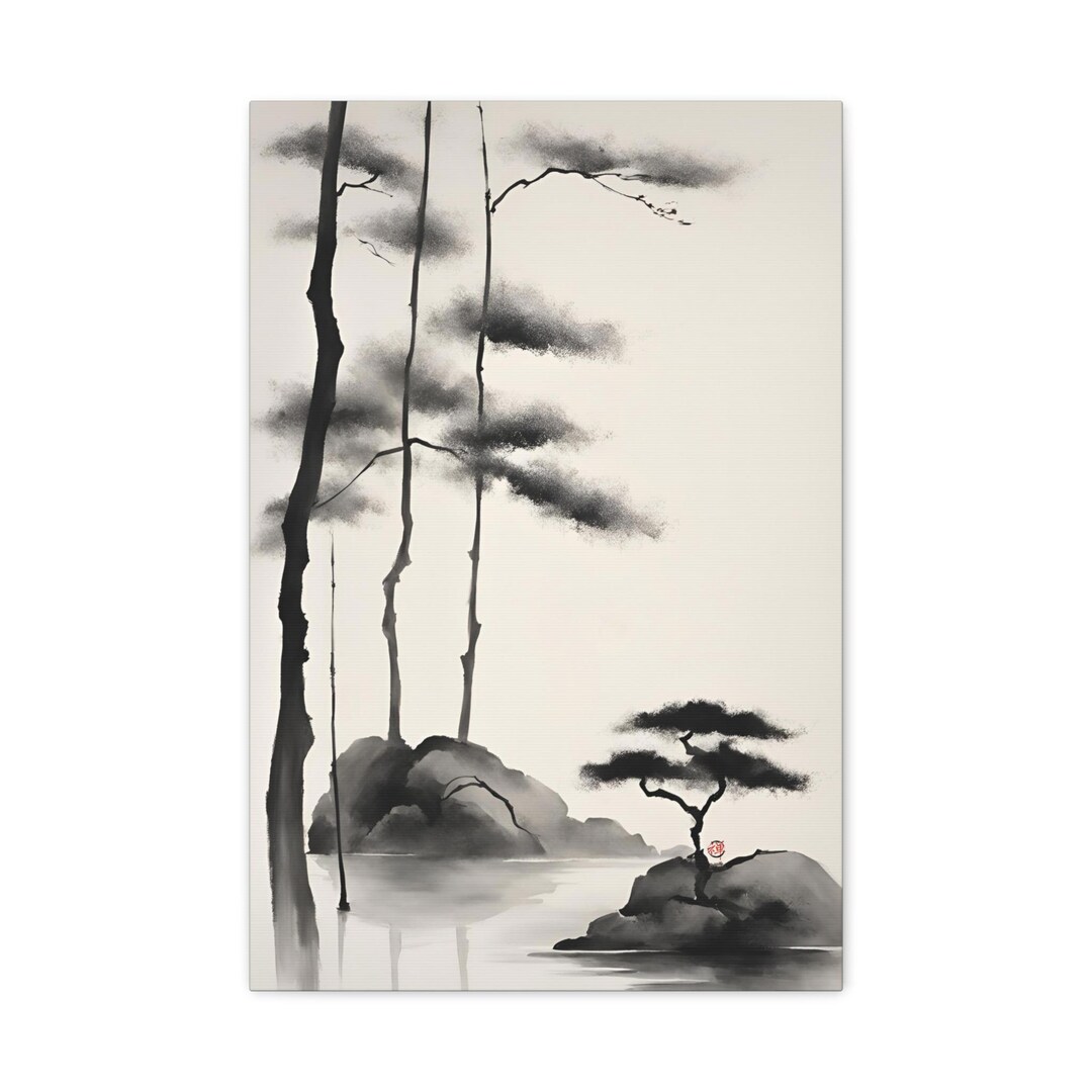 Japandi キャンバス絵画 ZEN 63、ミニマリスト禅ウォールアートギフト
