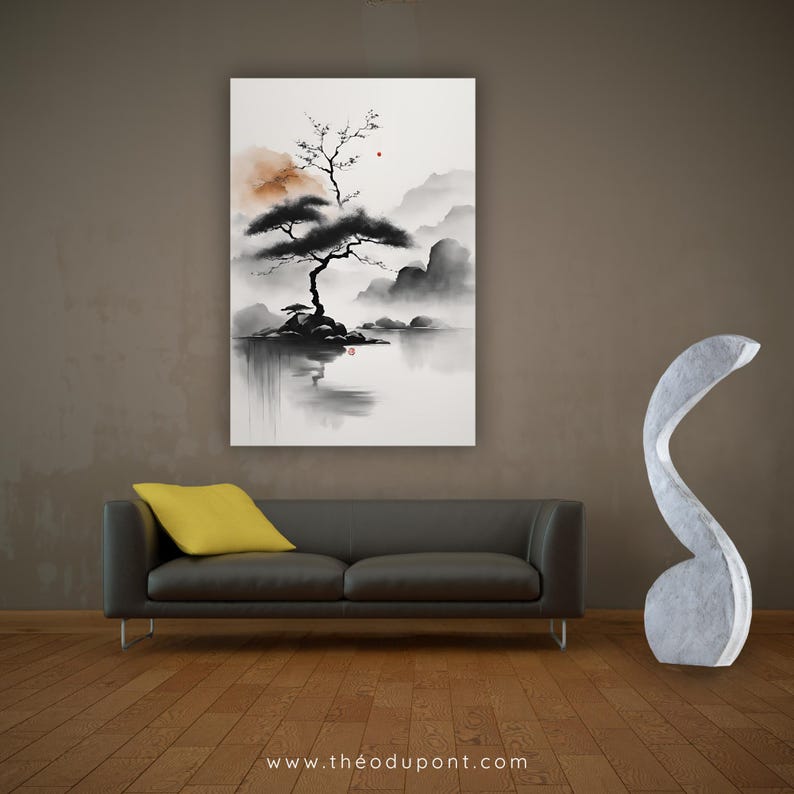 Japandi Canvas Painting ZEN 52, Minimalist Zen Wall Art Gift, Living ...