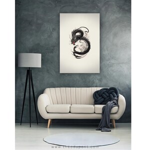 Japandi Canvas Painting ZEN 27, Dragon Art, Minimalist Zen Wall Art ...